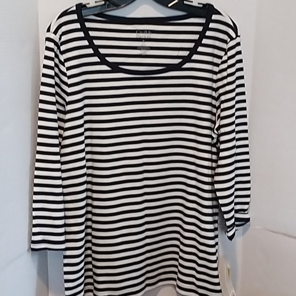 Croft & Barrow 💯 Cotton Navy Striped Top XL - Picture 1 of 6